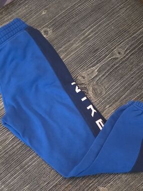Nike Blue Kids Joggers with Navy Side Panel and White Logo